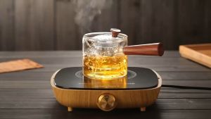 กาน้ำชาแก้ว Borosilicate ทนความร้อน 17 ออนซ์พร้อมตัวกรองชา Binder สำหรับเครื่องชงชากาแฟนม