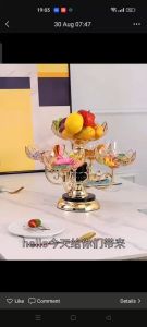 ORNAMENTAL FRUIT PLATE Piring saji hidangan buah kue crystal plastik putar Mangkuk Makanan permen (Tiba dalam warna hitam)