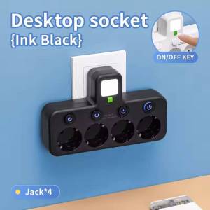 EU Plug Power Strip Outlets Two Specifications With or Without USB Type-C Port Wall Charger for Home Office With Bedside Lamp