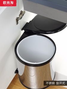 Stainless Steel Kitchen Cabinet Screw Open Trash Can Thickened with Door Integrated Hardware Home Use Sink Cabinet Built-in Hidden