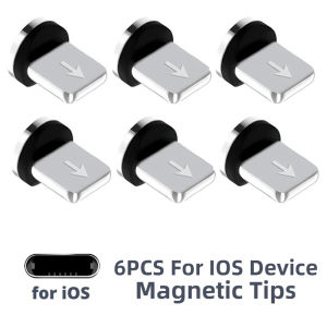 FONKEN | 6Pcs Magnetic Tips for Round Magnetic Cable Micro USB Type C Magnet Replacement Parts Mobile Phone Dust Plug Adapter for iphone