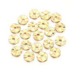 20pcs/lot 6mm 18K Gold Flat Round Spacer Beads Metal Wave Loose Beads DIY Necklace Bracelet Jewelry Making Supplies Accessories