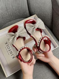 รองเท้าแตะส้นสูงสำหรับเด็กผู้หญิง รองเท้าแตะฤดูร้อน รองเท้าแตะส้นแบน รองเท้าแตะส้นแบนประดับเพชร รองเท้าแตะทรงเจ้าหญิง รองเท้าแตะส้นแบน