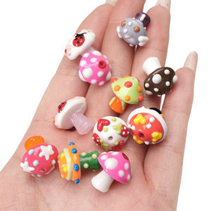 1PC 17x16mm Glass Hand-painted Beads Mushroom Shape Beads For Handmade Bracelet Necklace Earring Keychain DIY Craft Jewelry Making Accessories