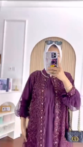 COD Dress Terbaru / Nadine Dress BUSUI / Bahan Tille apk Brokat / Dress Lebaran / Gamis Termurah