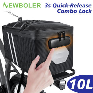 NEWBOLER Combination Lock Bicycle Rear Seat Bag MTB Bike Rack Bag Trunk Pannier Cycling Large Capacity Waterproof Travel Bag 