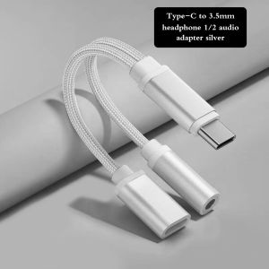 2 In 1 USB To 3.5mm Headphone And Charger Adapter Type-C Port To Audio Jack With Dongle Cable Cord Multiple Colors Easy Transfer