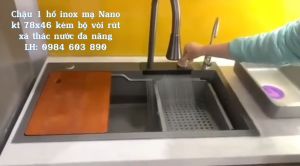 Chậu Rửa Bát 1 Hố Inox Sus 304 Mạ Nano Xám Kèm Các Mẫu Vòi Rửa Bát Nóng Lạnh