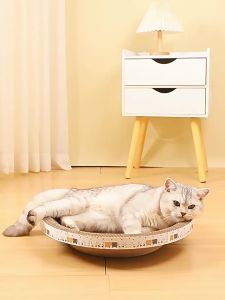【Ready From SG】Cat Scratch Board Round Scratcher Flat Board Corrugated Paper Scratching Bowl