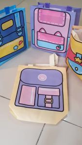 5PCS Colourful Gift Bag Non Woven Kids Birthday Goodies Tote Tuition Kids School Lunch Storage Bag