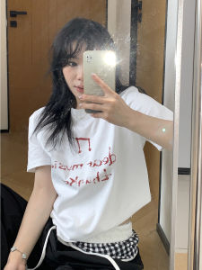 Áo Thun Cotton Trắng Rộng Rãi Mùa Hè Phong Cách Mỹ Cổ Tròn Tay Ngắn Thêu Chữ Thường Ngày Thoải Mái Thoáng Khí