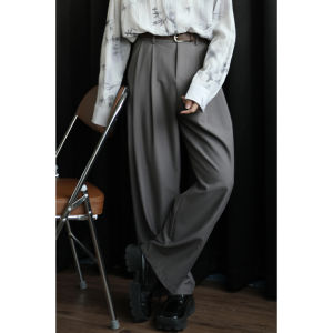 High Waist Straight Leg Suit Pants Womens Loose Vintage Slimming Long Casual Wide Leg Trousers Pure Color Spring Summer New