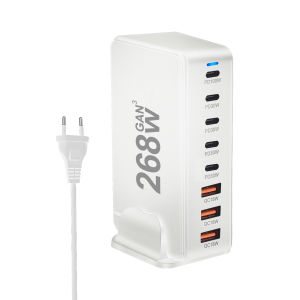 Sạc Để Bàn GaN 268W Với 8 Cổng USB-C Hỗ Trợ Sạc Nhanh PD 3.0 Thiết Kế Nhỏ Gọn Tiện Lợi Dành Cho Điện Thoại Kèm Cáp Sạc Nhanh