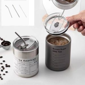 Reusable Coffee Tumbler Cup Double Wall Stainless Steel CupVacuum Insulated Travel Coffee Mug with Straw Hot and Cold Mug