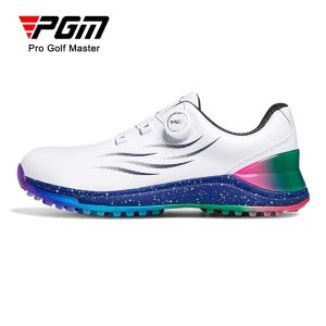 PGM Golf Shoes for Mens Knob Shoelaces Waterproof Men Sport Wear Shoe with Comfortable Cushioned Sole and Anti-side Slip