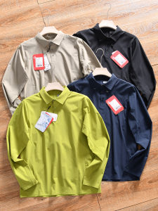 Fashionable Urban Mens Long Sleeve Polo Shirt Quick Dry Outdoor Sports Polyester Nylon Blend Standard Fit Summer Polo Top