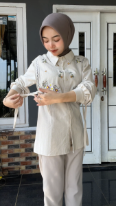 BORDIR TERMURAAH.... kemeja wanita motif bordir atasan kemeja wanita bordir / blouse bordir motif bunga terlaris 2025 teerbaru