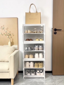 Lemari Sepatu Minimalis Pintu Transparan Rak Sepatu Tertutup Anti Debu Lemari Kain Sepatu