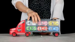 Mainan Anak Die Cast Truck Carrying Box Mool Truk Pengangkut Mobil