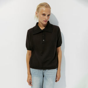 Knitted Short Sleeve T shirt Womens Polo Fashion Hollow Thin Sweater Top 2025 Summer New Casual Female Solid Knitwear