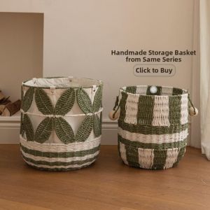 Nordic Style Paper Rope Weaving Laundry Basket Detachable Lining
