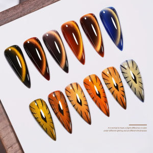 MIANEL 10ML pcs Sunset Eye Blue Nails Series Cat Eye Gel Nail Polish New Flash High Density Magnetic Powder Nail Polish