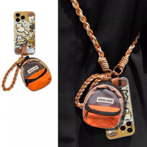 Creative Vivo S19 Phone Case Protective Silicone Shell Anti-Fall Cute Coffee Dog Cat Crossbody Strap Fashionable Small Bag