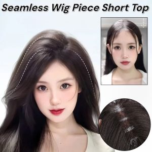 Korean Style Light And Thin Wig To Cover White Hair Womens Bangs Hairpiece Natural Fluffy Hair Wig Seamless Wig Piece Short Top