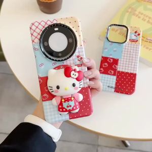 Moetch | Korean INS 3D Cartoon Hello Kitty Case For iPhone Foldable Silicone Holder For Magsafe Magnetic Phone Griptok Stand
