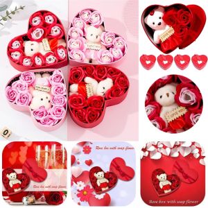 Ngày lễ tình nhân giáng sinh hoa hồng Quà tặng hộp đựng có nắp hình trái tim gấu hộp hoa xà phòng trang trí tiệc sinh nhật đám cưới ngày của mẹ