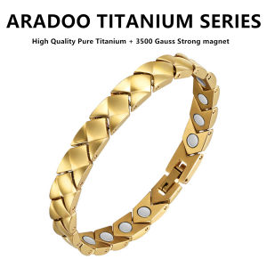 ARADOO Pure Titanium Bracelet 3500 Gauss Strong Magnetic Therapy Elegant Link Bracelets
