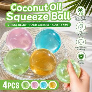 Soft Squishy Mochi Fidget Toy 4 Styles - Coconut Oil Maltose Stress Relief Squeeze Ball Quick Rebound Hand Relax Gift 2.36-inch