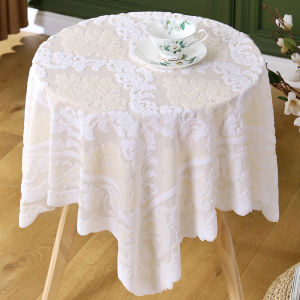 French Style Tablecloth White Minimalist Modern Lace round Table Cover for Living Room Coffee Table Square Tablecloth