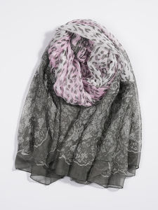 Khăn Choàng Lụa Dài Mùa Hè Cho Nữ Họa Tiết Da Báo Ren Mỏng Hai Mặt Khăn Choàng Đi Biển Khăn Choàng Lụa Lụa Georgette