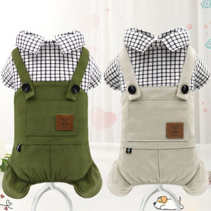 Casual Plaid Dog Clothes Teddy Bichon Pet Shirt Puppy Cat Harness Spring Summer Autumn Seasonal Dog Clothing Four-Legged Suit