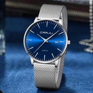 CRRJU Watch for Men Stainless Steel 40mm with Mesh Strap Mens WatchesClassic Ultra Slim 7mm Mens Wrist Watches Automatic