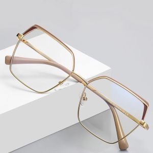 New Personality Anti-blue Light Glasses Square Frame Metal Ins Style Womens Flat Frame