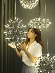 QIANYUE | Elongated Sphere Stainless Steel Decorative Modern Chandelier