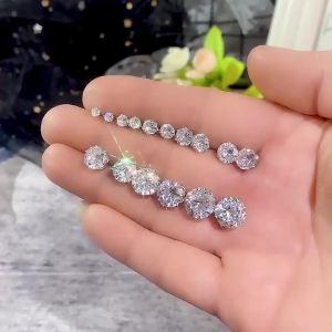 Huitan Tối Giản Đính Đá Cubic Zirconia Bông Tai 6 Móng Vuốt Thiết Kế Màu Bạc Trang Sức Thời Trang Nữ/Nam Hợp Thời Trang Bông Tai Hình Học