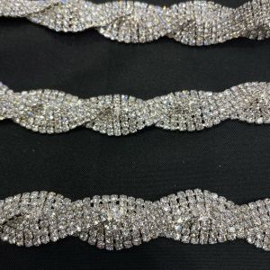 New Twist Rhinestone Chain Welded Floral Code Chain Wedding Dress Decoration Chain Diy Jewelry Accessories Alloy Plated Silver Gold