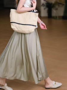 XIAOER | Light Airy Tencel A-Line Skirt with Stretch Waist and Lining