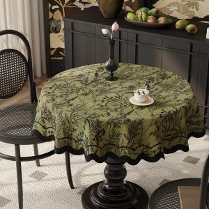 Retro Green Round Tablecloth