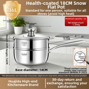 HUAJIDA | 316L Stainless Steel Uncoated Non-stick Saucepan
