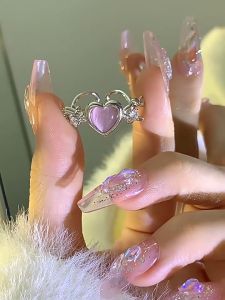 Cincin Wanita Berbentuk Hati Merah Muda & Cincin Zirkon Mata Kucing: Desain Manis yang Mengesankan