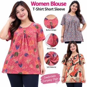 Women Blouse Shirt Stretchable Short Sleeve