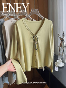 Light Green Yellow Comfortable Womens Air Conditioned Sunscreen Small Open Cardigan Summer Outerwear Thin Smooth Drapey Style