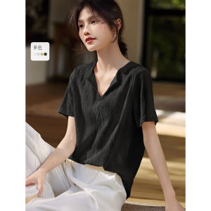 เสื้อยืดแขนสั้นผู้หญิง XWI ทรงตรง ผ้าโพลีเอสเตอร์ 99% ผ้ายืด PU 1% ลายดอกไม้ ทรงปกติ ฤดูใบไม้ผลิ 2025