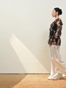 SUSHE | French Retro Ruffle Drawstring Floral Print Two-piece Set