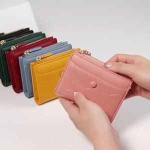 Momoshop🔥 Wallet กระเป๋าสตางค์ ลายหนังจระเข้✨ มีซิปใส่เหรียญ ใส่บัตร6ช่อง ใส่แบงค์ได้ หนัง PU🎀 มีให้เลือก 6 สี