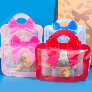 【On Sale】5Pcs พลาสติกซิปทรงโบว์น่ารักถุงขนมรูปการ์ตูนแบบพกพาถุงบรรจุลูกอมของขวัญสำหรับเด็ก